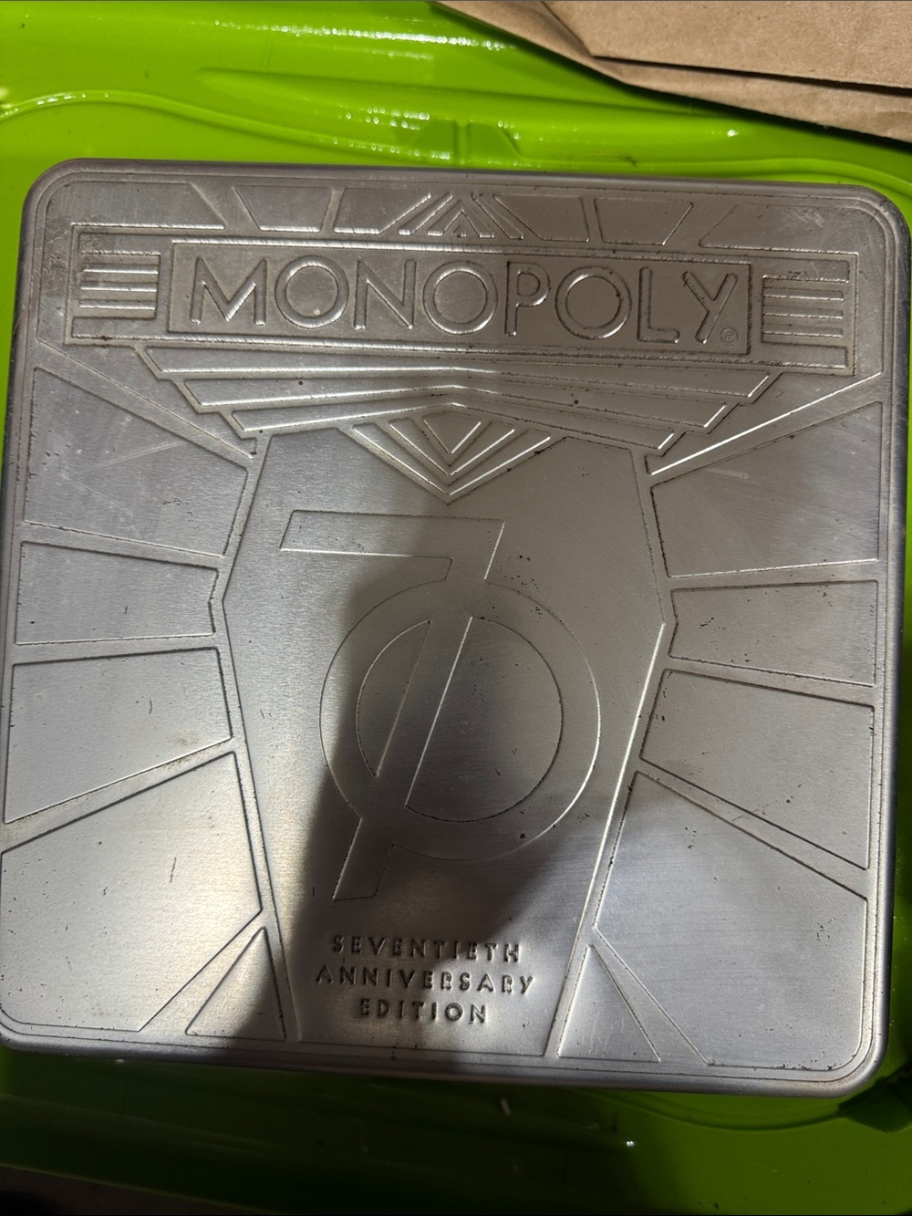 Monopoly Seventieth Anniversary Silver Collector Tin - Classic Game Storage